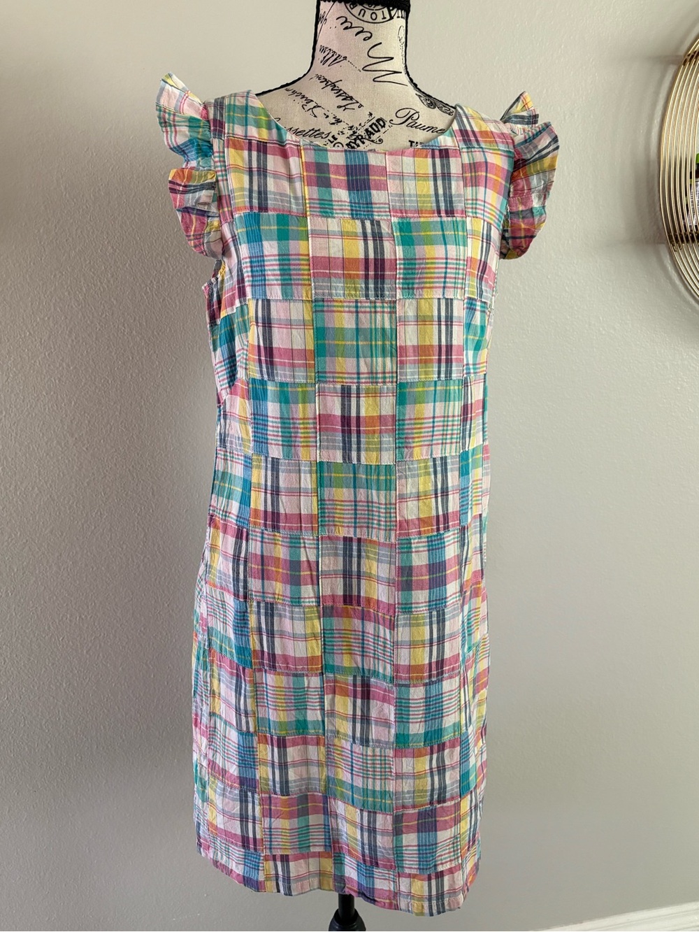 R&K Multicolor Pastel Plaid Shift Dress